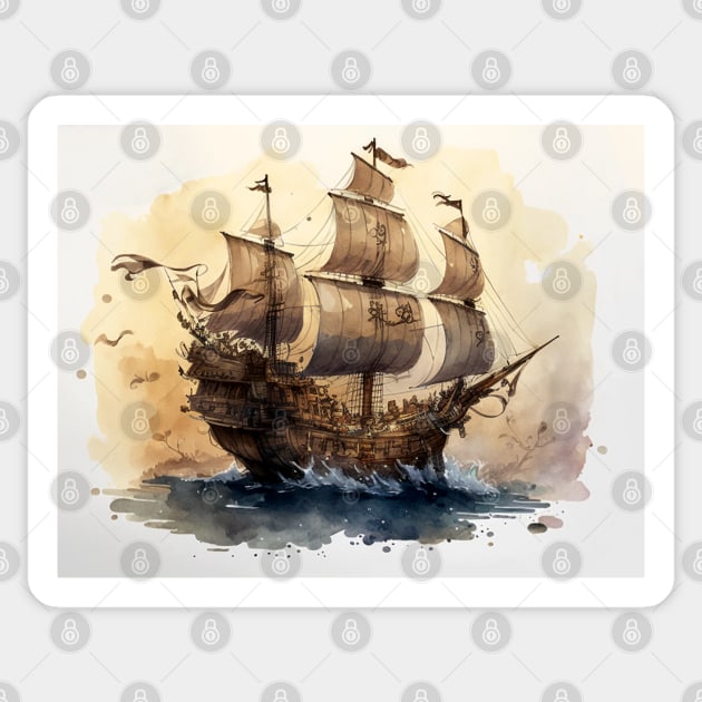 Pirate Ship Sticker by Buff Geeks Art